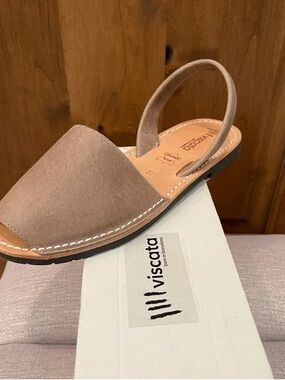 Viscata Taupe Real Leather Slingback Avarca Sandal 39